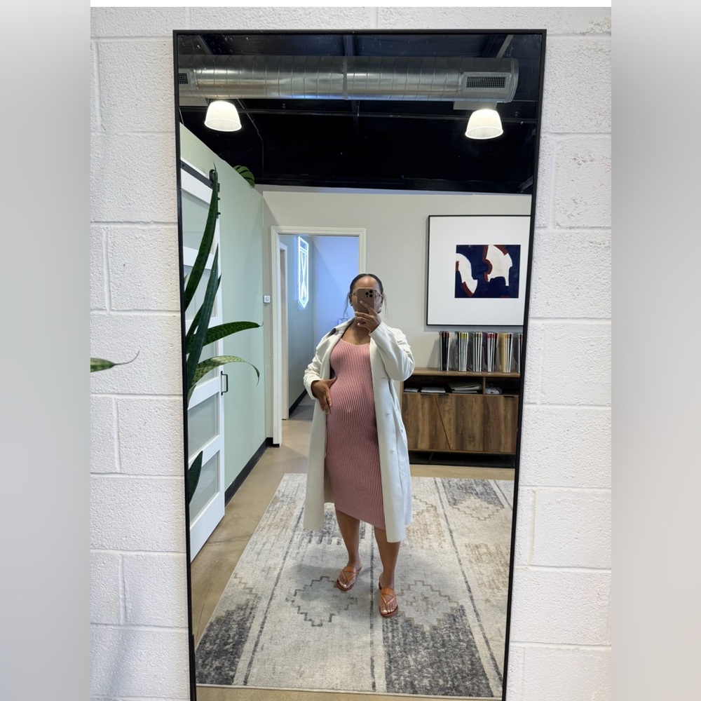 Pink Long Sleeve Sweater Dress ( Stretch)